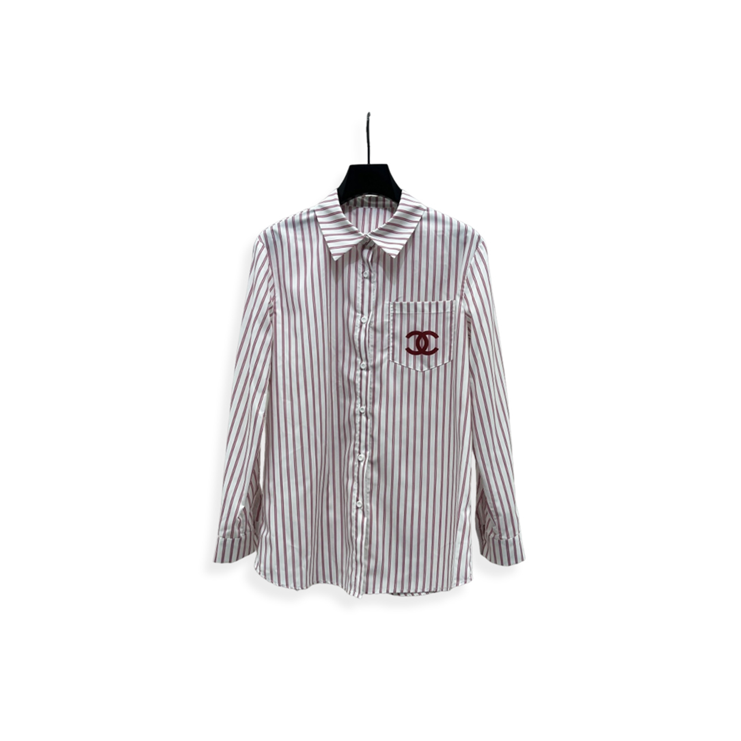 Ch**el red striped embroidered logo blouse shirt